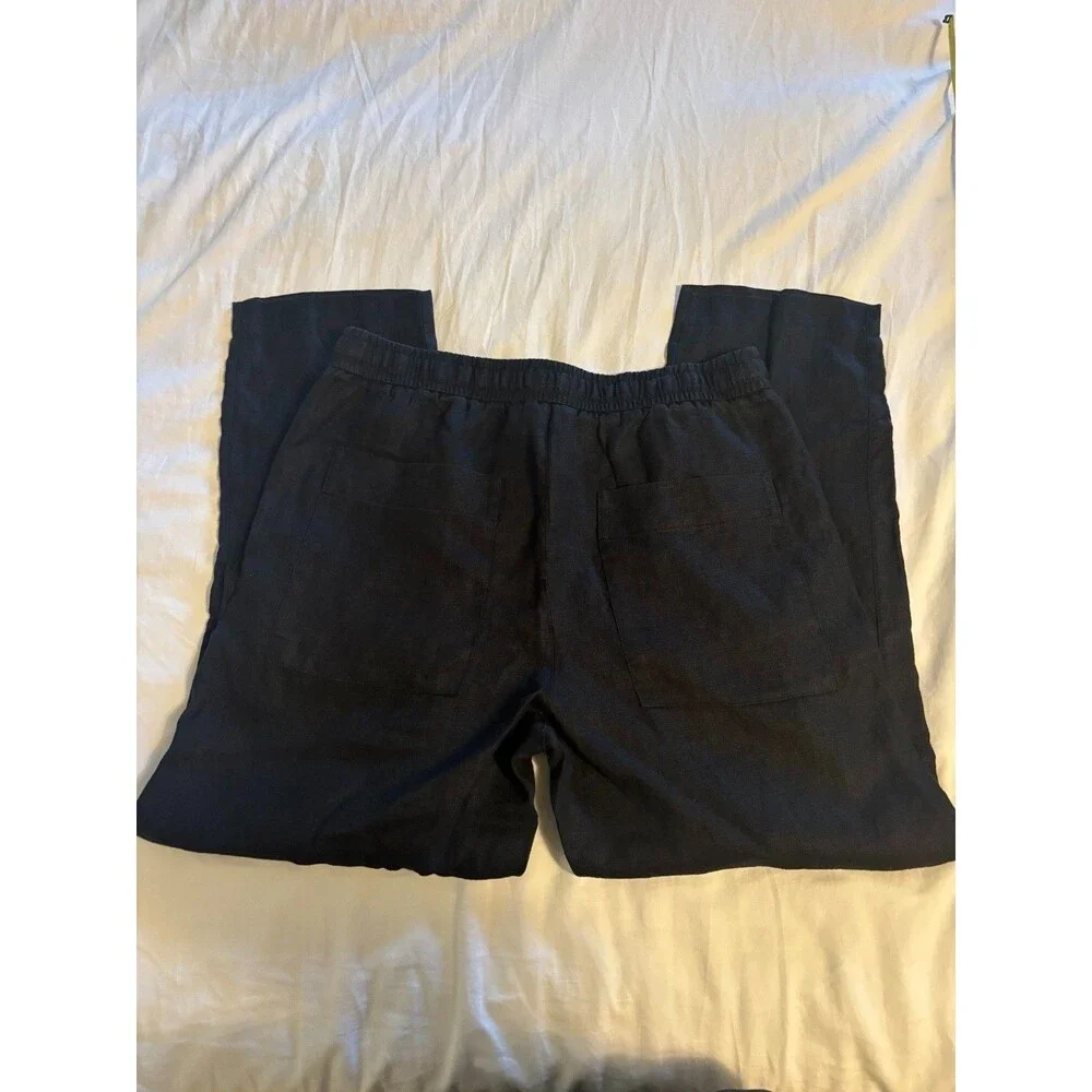 Women's Zara 100% Linen Black Pull-On Utility Pants EU/US L